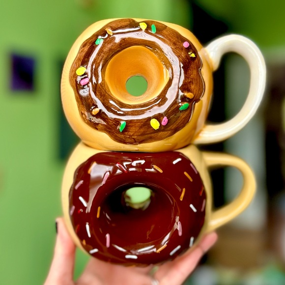 Other - Donut Lovers Figural Ceramic Kitchen Dining Mug Set of 2